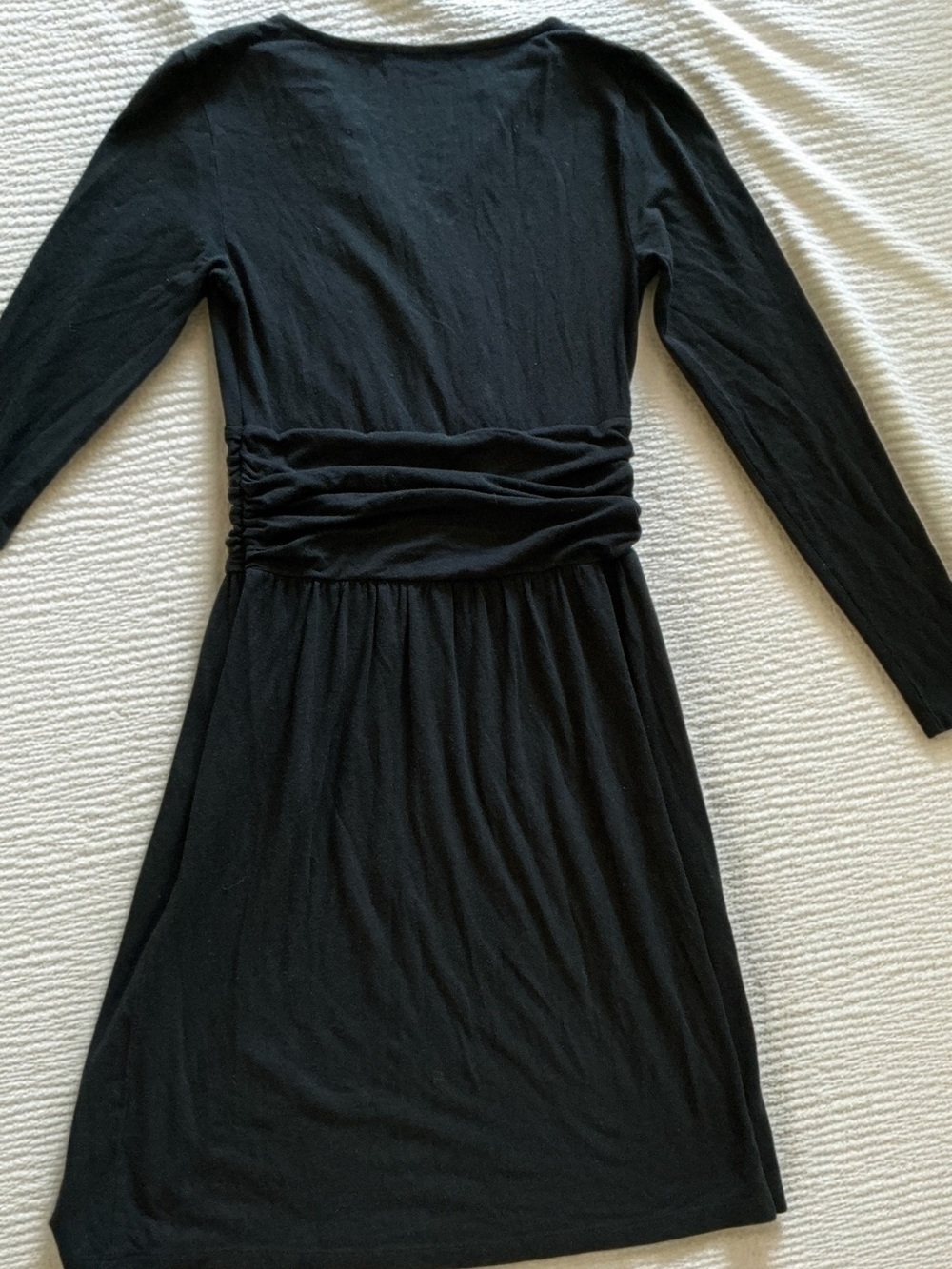 Lilla P Black Faux Wrap Dress Small Pima Cotton Modal Long Sleeve - Picture 3 of 4